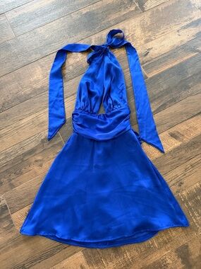 Lucy in the Sky Royal Blue Halter Tie Mini Dress